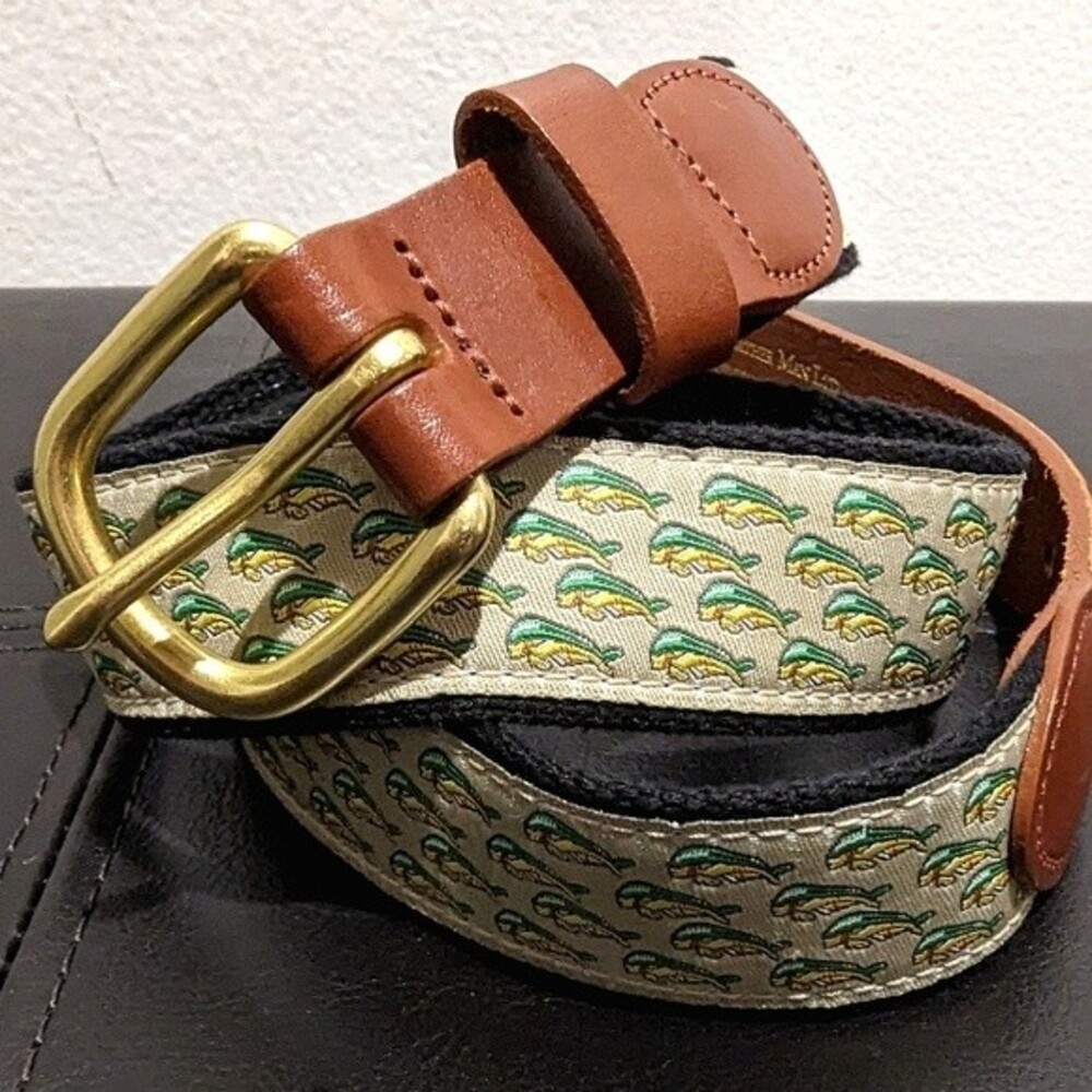 Brown Leather Fish Pattern Belt